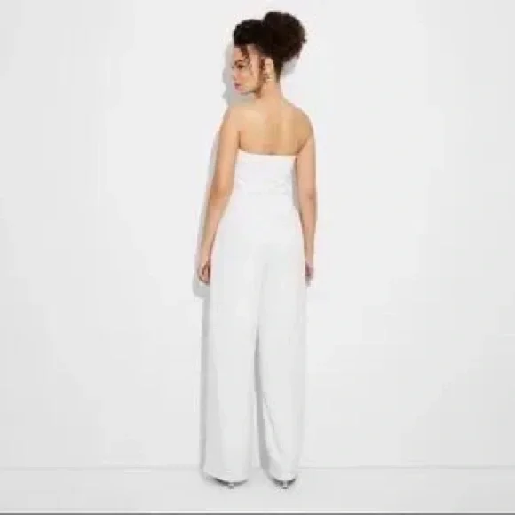 Wild Fable Wide Leg Tube Jumpsuit in White Women’s Size M - Picture 2 of 9